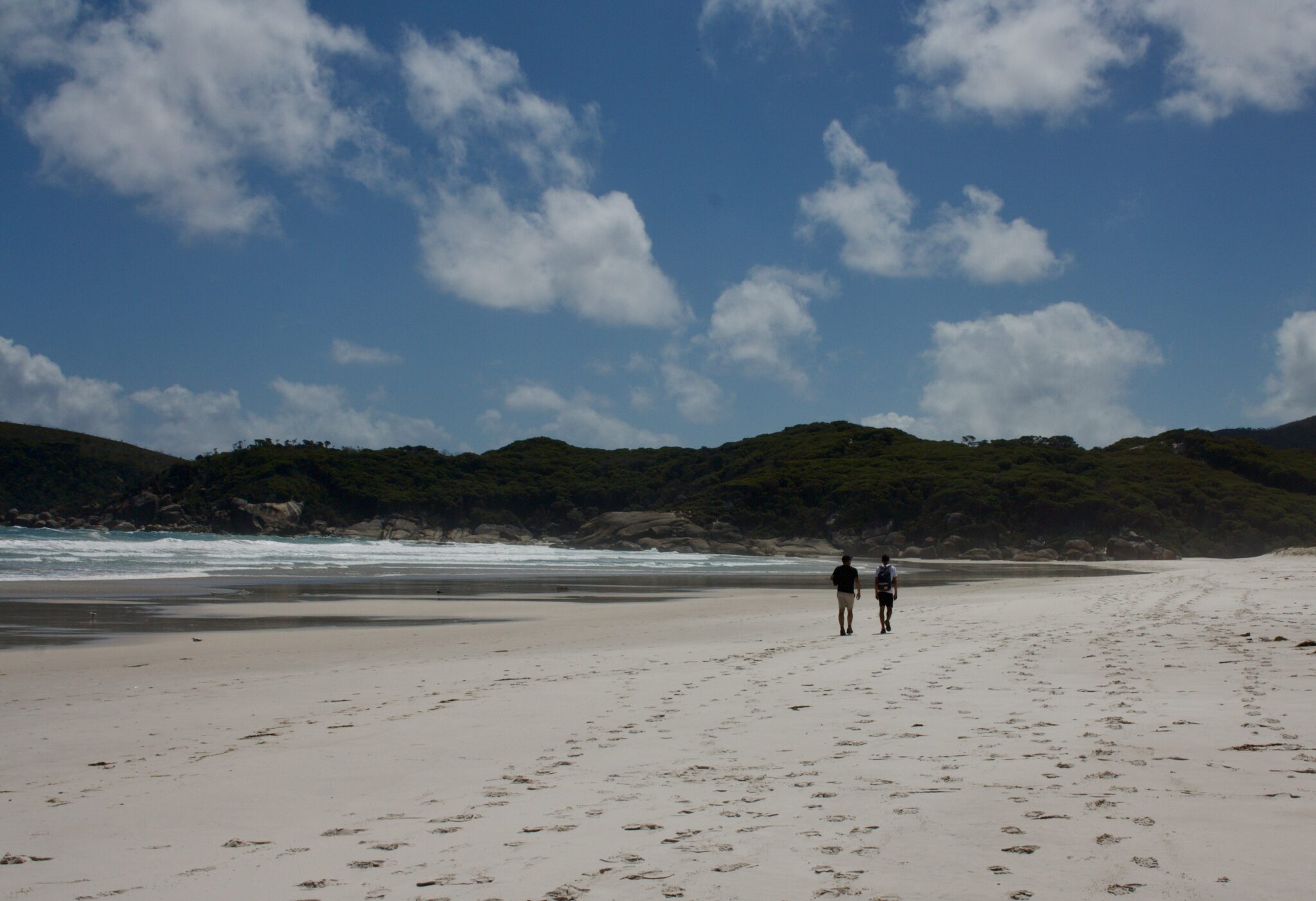 Walking along the sand at Squeaky Beach, Wilson's Prom.